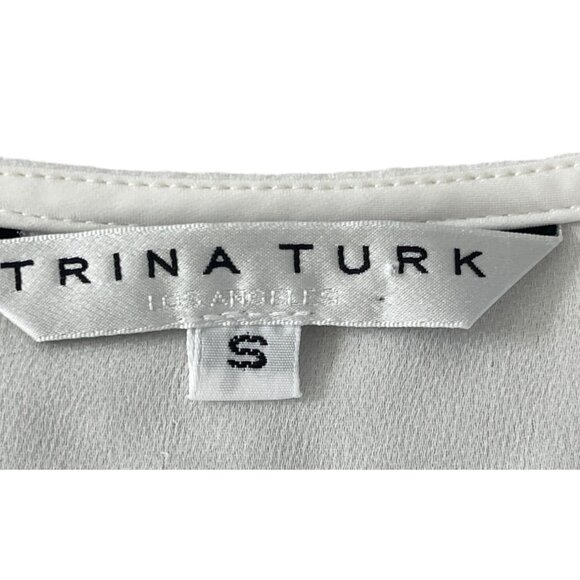 Trina Turk Moore‎ Crepe Top V-Neck Draped White Size Small Flowy Boho  $178 - Picture 5 of 9